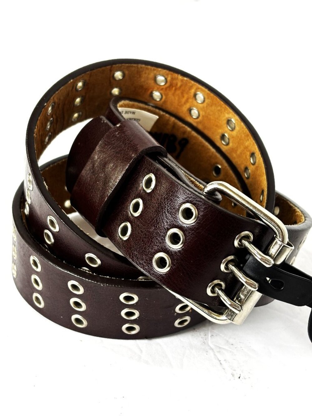 Leather Belt Classic Triple Grommet Genuine full grain Oxblood Unisex NWOT